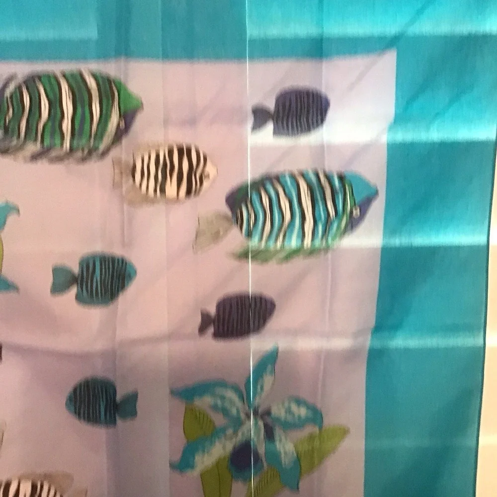 Vintage Adrienne Vittadini Fish Print Scarf